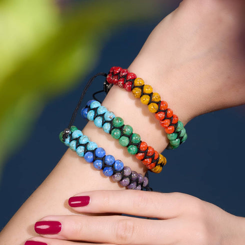 Chakra arc-en-ciel | Bracelet en verre solide Firefly
